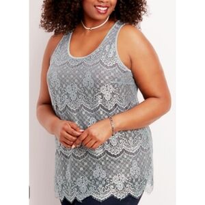 Maurices Lace Overlay Light Green Tank Top Size XL